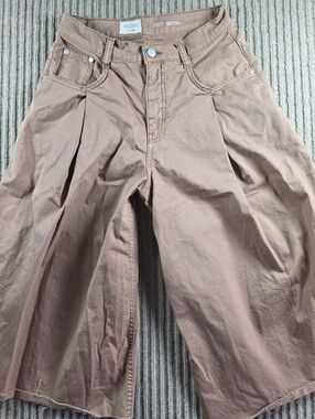 Pilcro Wide-Leg Denim Culottes cropped Frayed Hem Sz 25T Womens 100% Cotton